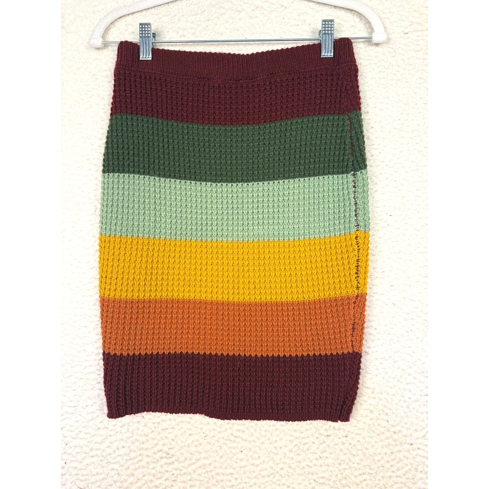 NWT Boho Festival Indie Sleeze Skirt Womens M Striped Grateful Knit Knee Length - Picture 7 of 7